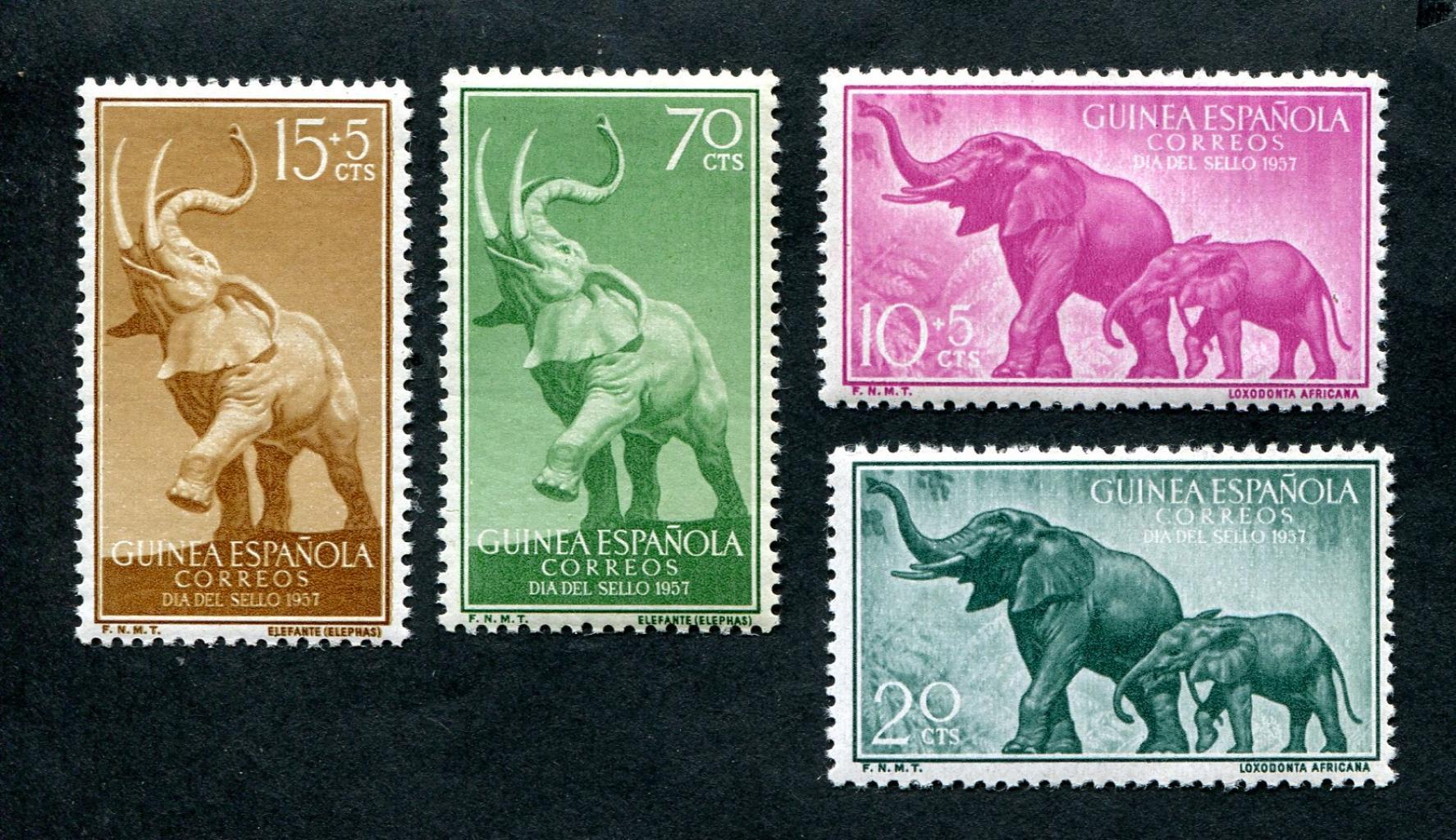 Марка. Слоны 1957 г. Испанская Гвинея (М30)